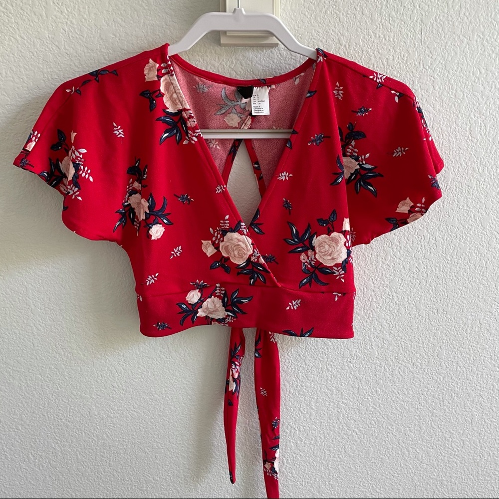 Floral Wrap Style Crop Top